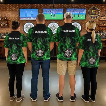 Custom Green Dragon Darts Board Dart Shirts For Women Darts Team Jerseys Polo & 1/4 Zip NNT121