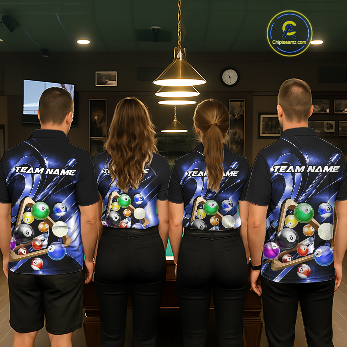 Custom Ball Pool Shirts Blue Billiard Shirt for Women Billiard Team Jersey Billiard League NNT180