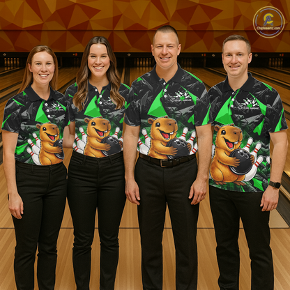 Custom Green Capybara Bowling Jersey for Men Bowling Team Shirts Bowling Polo & 1/4 Zip HNT255