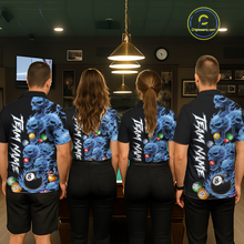 Load image into Gallery viewer, Custom Blue Flame Skull 8 Ball Pool Billiard Shirt for Women Polo &amp; 1/4 Zip, Billiard Team Jerseys NNT160