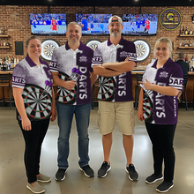 Load image into Gallery viewer, Purple &amp; White Dart Shirts for Women Custom Dart Team Jersey Dartboard Shirt Unisex DHT19