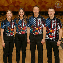 Load image into Gallery viewer, Custom Rooster US Flag Bowling Jersey for Men Bowling Team Shirts Bowling Polo &amp; 1/4 Zip HNT259