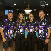 Load image into Gallery viewer, Custom Purple Funny Raccoon Billiard Shirt for Men 8 Ball Pool Billiard Jersey Polo &amp; 1/4-Zip BHT5