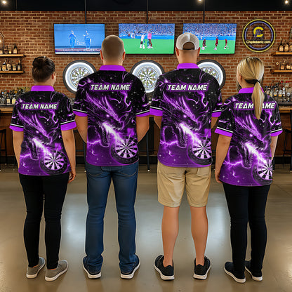 Custom Purple Galaxy Dragon Darts Shirt for Women Darts Team Jerseys Dartboard Shirt NNT291