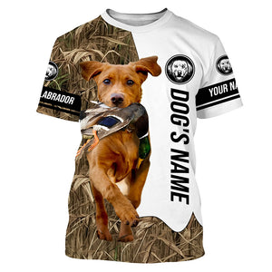 Duck Hunting with Fox Red Labrador Retriever Dog Custom Name Camo Full Printing Shirts, Hoodie FSD3509