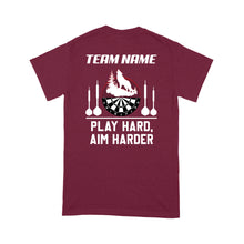 Load image into Gallery viewer, Play Hard Aim Harder Wolf Dart T-Shirt, Custom Darts Team Shirt, Darts For Gift NYN0119