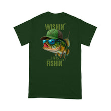 Load image into Gallery viewer, Funny Fishing Shirt Wishin' I Was Fishin Custom Name funny Bass fishing T-Shirt D03 NQS9898
