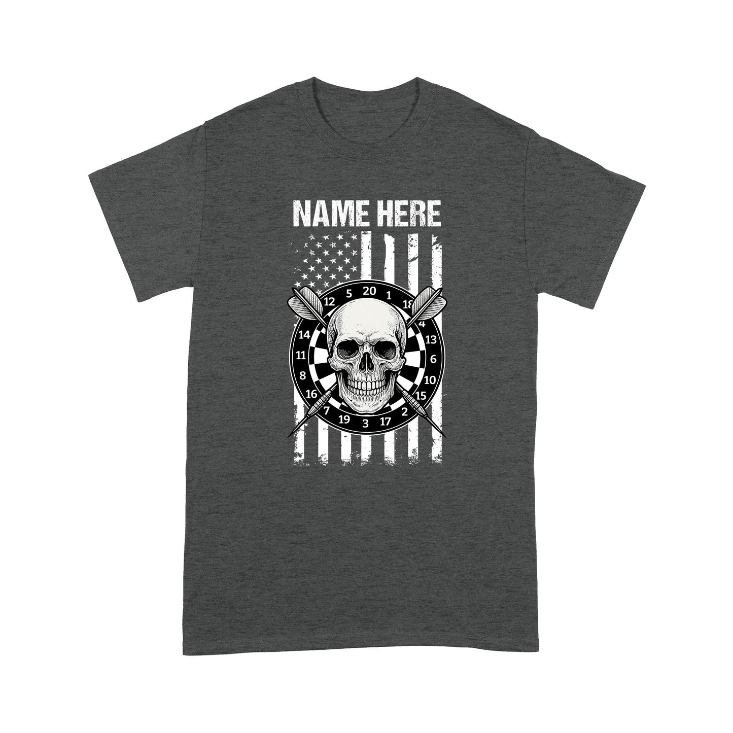 Grunge Darts American Flag Skull T-Shirts Custom Patriotic US Flag Dart Shirts, Darts Player Gifts TDM3908