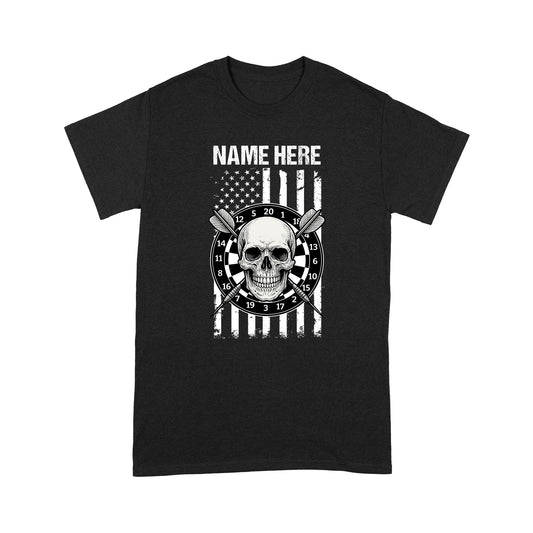Grunge Darts American Flag Skull T-Shirts Custom Patriotic US Flag Dart Shirts, Darts Player Gifts TDM3908