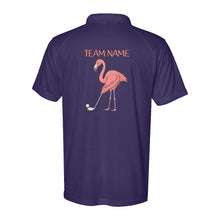 Load image into Gallery viewer, Funny Pink Flamingo Performance Golf Polo Shirts Custom Team Name Flamingo Golf Jerseys D02 NQS9873