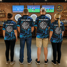 Load image into Gallery viewer, Teal-Turquoise Pattern Darts Team Jerseys Dart Shirts For Men Dart Tournament Polo &amp; 1/4 Zip NNT119