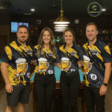 Load image into Gallery viewer, Custom Funny Yellow Beer 8 Ball Pool Men Billiard Polo &amp; 1/4 Zip, Billiard Shirt, Billiard Team Jerseys NNT146