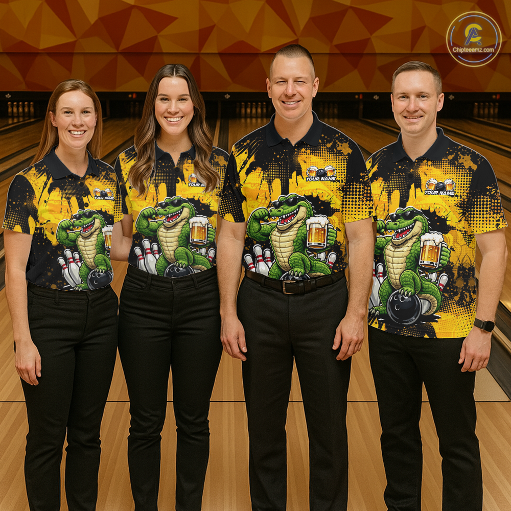 Custom Beer Alligator Bowling Jersey for Women Bowling Polo & 1/4 Zip Bowling Team Shirts HNT271