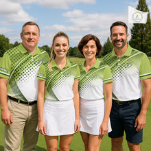 Load image into Gallery viewer, Mens Golf Polo Shirt Custom Name Green And White Golf Shirts For Team Personalized Golf Gifts NHN0096