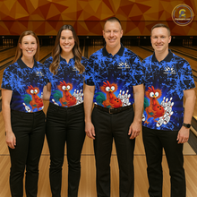 Load image into Gallery viewer, Blue Funny Chicken Bowling Jersey for Men Bowling League Bowling Team Shirts Polo &amp; 1/4 Zip HN232