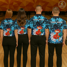 Load image into Gallery viewer, Turquoise Funny Chicken Bowling Jersey for Men Bowling League Bowling Team Shirts Polo &amp; 1/4 Zip HN232