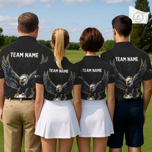 Load image into Gallery viewer, Eagle Mens Golf Polo Shirts Custom Golf Attire For Men, Black And Yellow Team Golf Top Personalized NHN0083