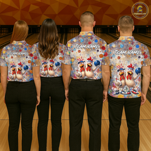 Load image into Gallery viewer, Custom Funny Chicken Bowling Team Shirt for Men Colorful Bowling Buddy Shirt Polo &amp; 1/4 Bowling Outfit QZT955