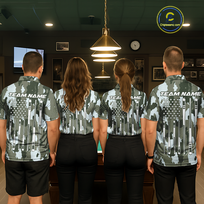 Custom Green Camo 8 Ball Billiard Shirts for Men Billiard League Billiard Team Shirts NNT106