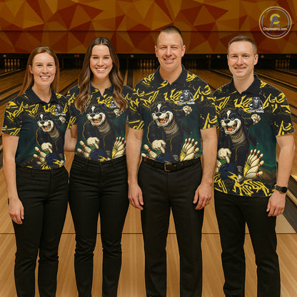 Black and Yellow Camo Funny Bulldog Bowling Shirts For Women Custom Cool Bowling Outfits Team Jerseys NQS11215