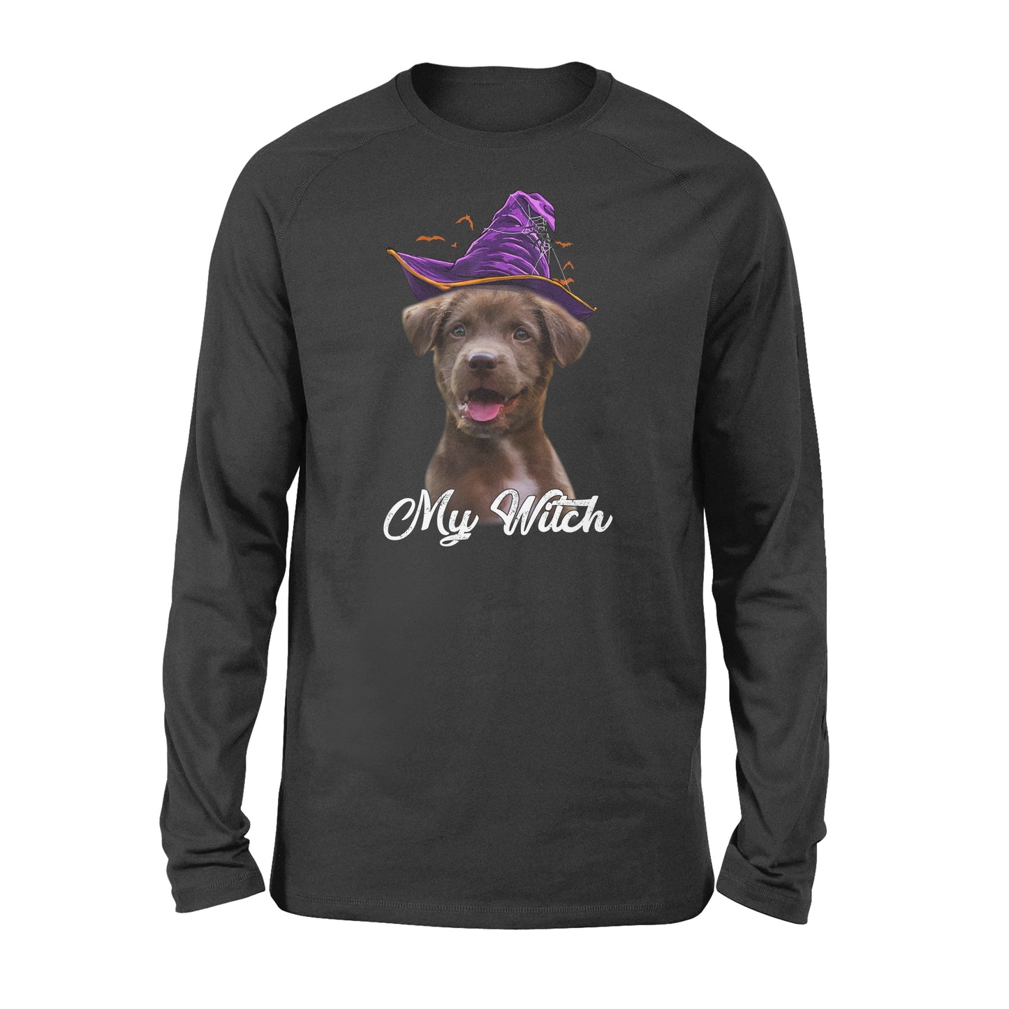 My dog is my witch - custom image for Halloween personalized gift - Standard Long Sleeve