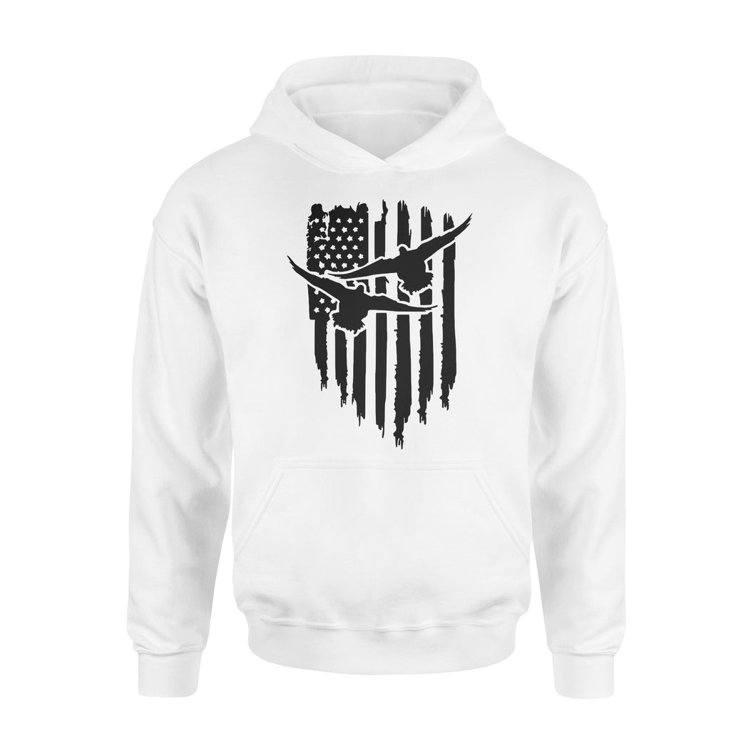 Duck Hunting American Flag Clothes, Shirt for Hunting NQS121- Standard Hoodie