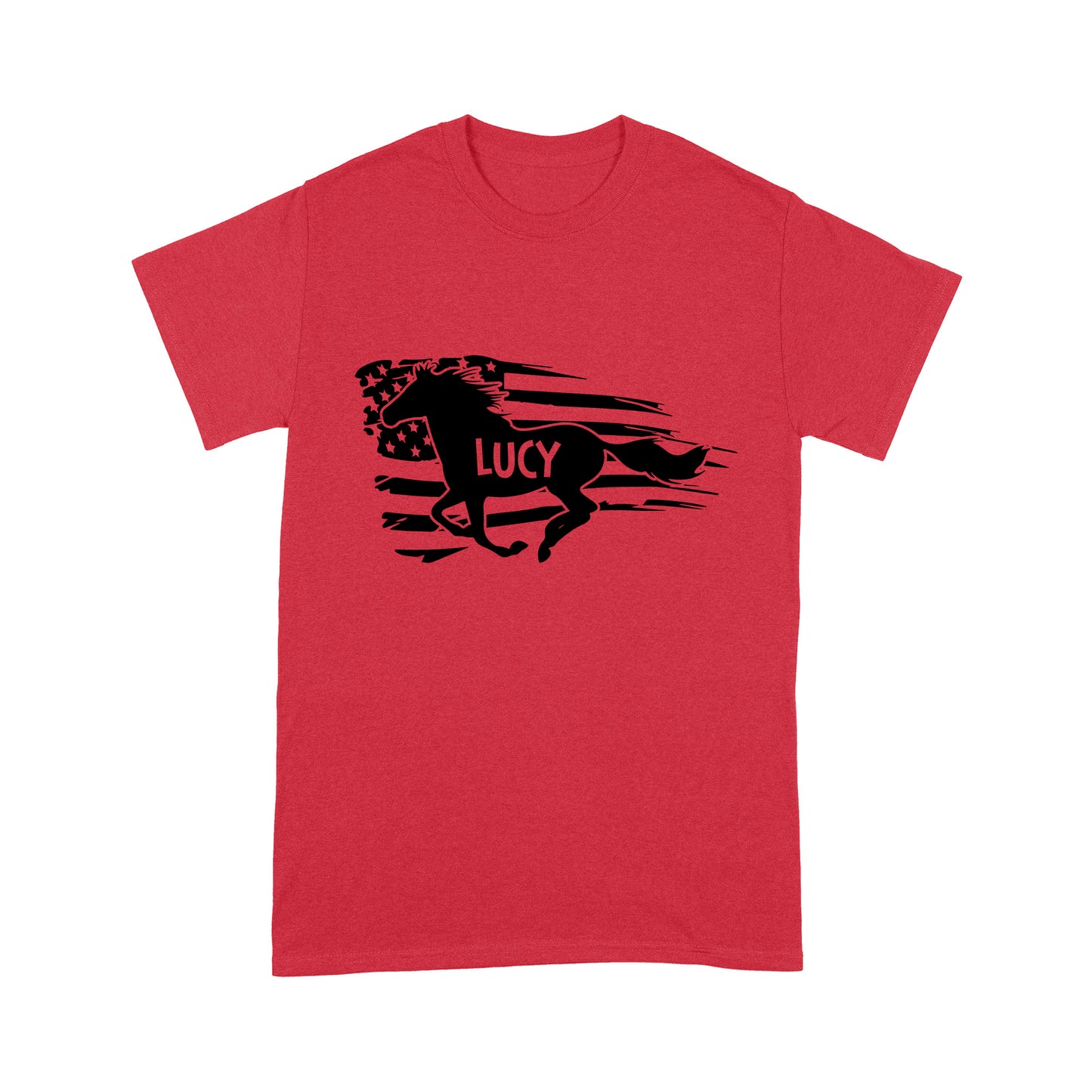 Personalized Horse T-shirt Custom Name American Flag Shirts Gifts For Horse Lovers Standard T-shirt FSD1779D02