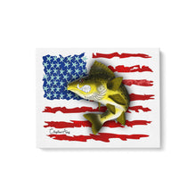 Load image into Gallery viewer, Angry Walleye fishing art with American flag ChipteeAmz&#39;s art Matte Canvas AT036