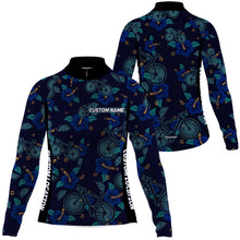 Load image into Gallery viewer, Floral women cycling jersey with 3 pockets UPF50+ Reflective bike shirt Custom name bicycle gear| SLC127