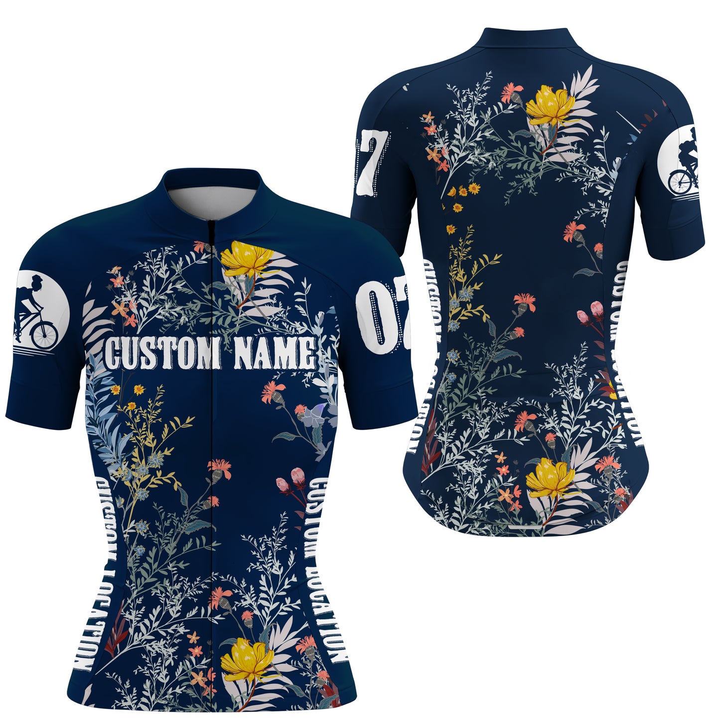Floral women cycling jersey UPF50+ Biking shirt girls Breathable bike tops with zipper & 3 pockets| SLC128
