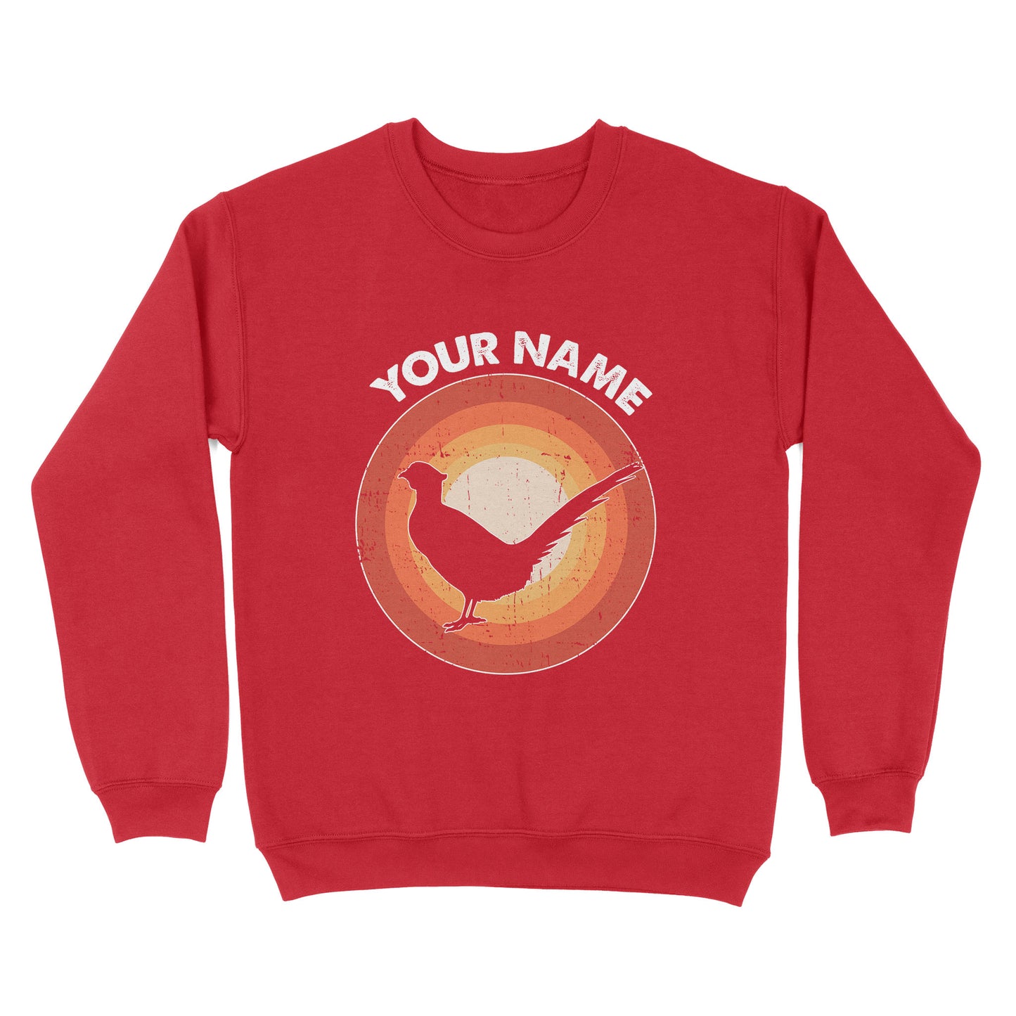 Pheasant Retro Vintage Sunset Custom Name Shirt, Pheasant Hunting Shirt, Gift for Pheasant Lover, Bird Lover Standard Sweatshirt FSD2349D08