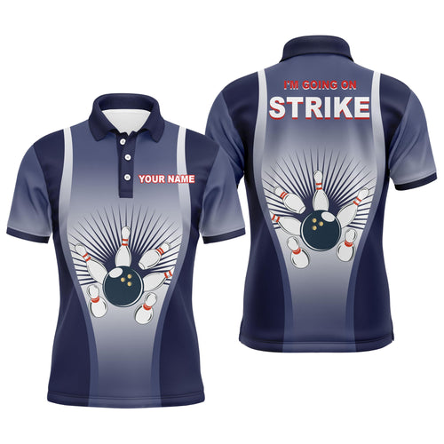 I'm Going on Strike Men Polo Bowling Shirt Personalized Blue Men Bowlers Team Short Sleeves Jersey NBP15