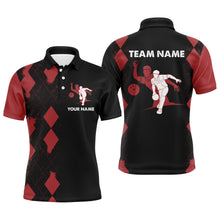 Load image into Gallery viewer, Men Polo Bowling Shirt Personalized Name, Red&amp;Black Bowler Team Jersey for Bowling Lovers NBP22