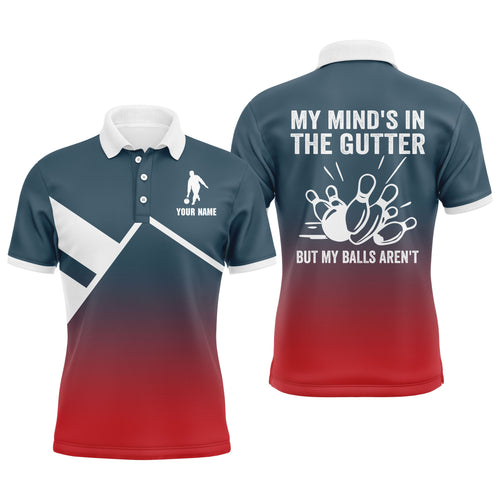 Funny Men Polo Bowling Shirt Personalized My Mind's in The Gutter Bowlers Jersey Short Sleeves NBP27