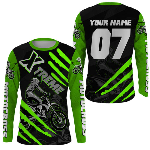 Xtreme Motocross kid&adult custom UV green MX jersey biker racing shirt motorcycle long sleeves PDT223