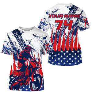 Motocross custom MX jersey kid women men UV protective American flag shirt dirt bike racewear PDT73