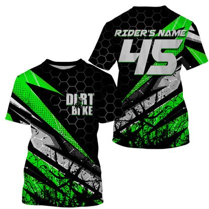 Customizable Motocross jersey for kid men women UPF30+ off-road dirt bike green MX racing shirt PDT109
