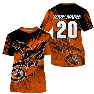 Motocross for kid men women jersey custom UPF30+ off-road dirt bike orange racing shirt racewear PDT108