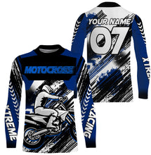 Load image into Gallery viewer, Blue custom Motocross jersey UV protective MX shirt for kid men women dirt bike racing racewear PDT65