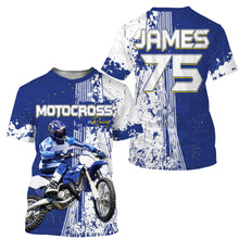Load image into Gallery viewer, Custom Motocross jersey kid men women UV protective MX blue biker racing shirt extreme motorcycle PDT78