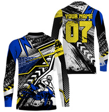 Load image into Gallery viewer, Blue Motocross jersey youth kid adult dirt bike custom UPF30+ MX riding extreme shirt motorcycle PDT93