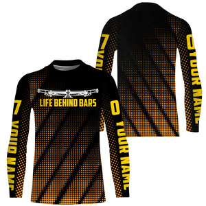 Life behind bars Mountain bike jersey Custom UPF30+ adult kid MTB jersey Yellow cycling shirt| SLC39