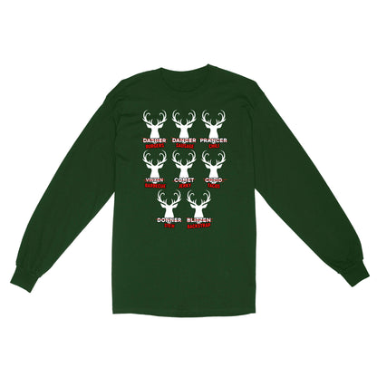 Funny Christmas Reindeer Hunter Shirt, Deer Hunter Gift D02 NQS2460 Standard Long Sleeve