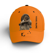 Load image into Gallery viewer, Ruffed Grouse Hunting Dog Blaze Orange Custom Name Hat for Men, Choose hunting dog breeds FSD3991