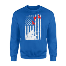 Load image into Gallery viewer, Duck hunting american flag, duck hunting dog NQSD39 - Standard Crew Neck Sweatshirt