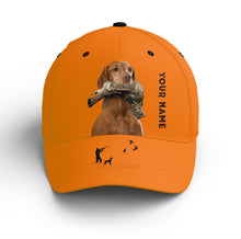 Load image into Gallery viewer, Ruffed Grouse Hunting Dog Blaze Orange Custom Name Hat for Men, Choose hunting dog breeds FSD3991