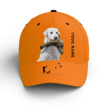 Load image into Gallery viewer, Ruffed Grouse Hunting Dog Blaze Orange Custom Name Hat for Men, Choose hunting dog breeds FSD3991