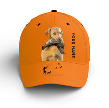 Load image into Gallery viewer, Ruffed Grouse Hunting Dog Blaze Orange Custom Name Hat for Men, Choose hunting dog breeds FSD3991