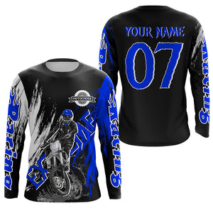 Extreme blue Motocross off-road jersey UPF30+ youth adult custom dirt bike racing shirt PDT339