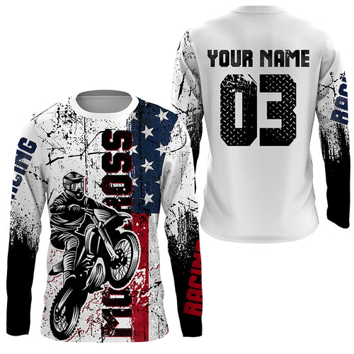 Patriotic Personalized Motocross Jersey UPF30+ American MX Racing Shirt Dirt Bike Off-road NMS1190